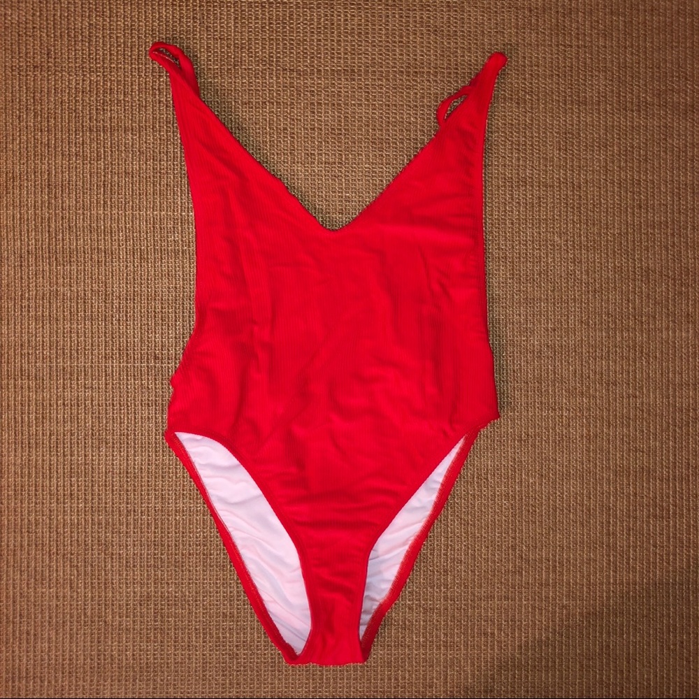 Nasty Gal red high cut one piece swimwear